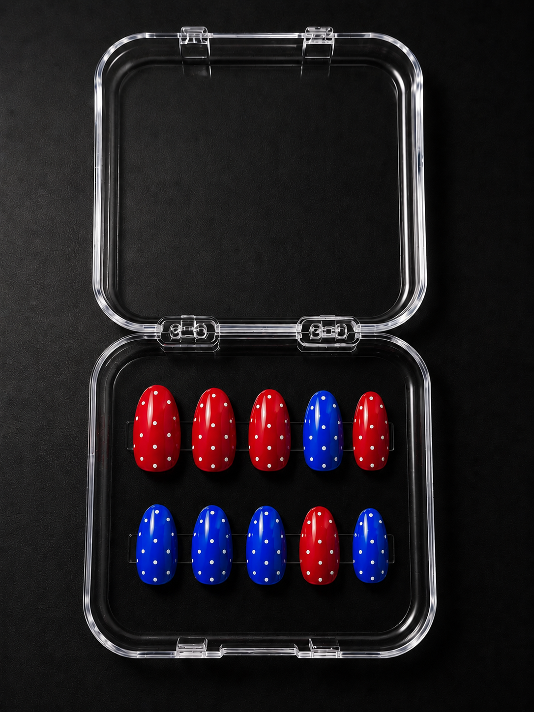 Red & Blue with White Dots
